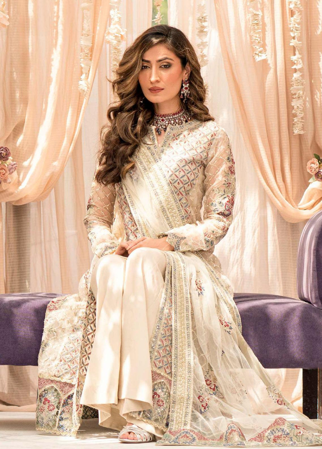 Motifz Embroidered Organza Suits Unstitched 3 Piece MT23PB MWU04117 Amaya - Luxury Collection