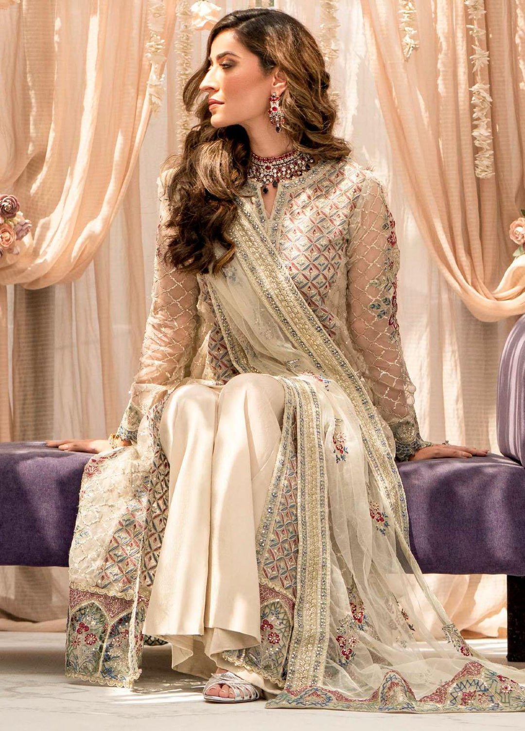 Motifz Embroidered Organza Suits Unstitched 3 Piece MT23PB MWU04117 Amaya - Luxury Collection