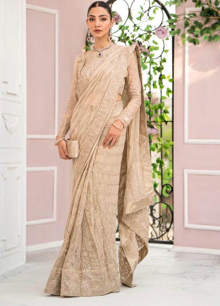 Motifz Embroidered Chiffon  Unstitched Saree MT23PB MWU04119 Lyanna - Luxury Collection