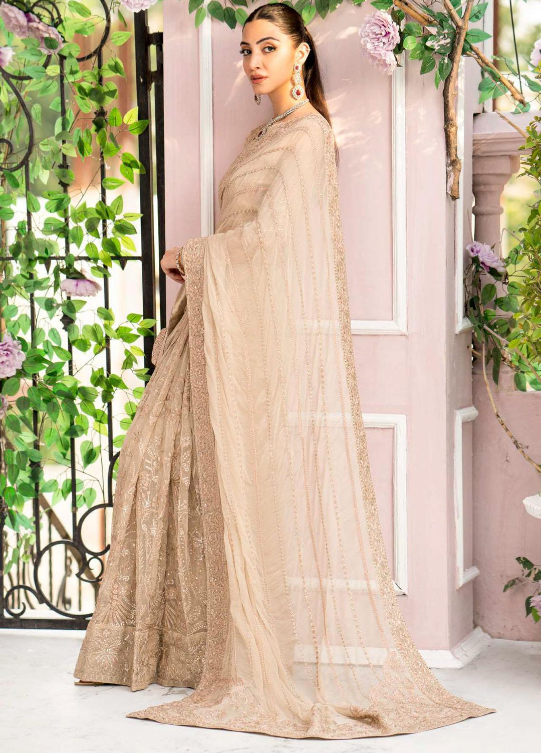 Motifz Embroidered Chiffon  Unstitched Saree MT23PB MWU04119 Lyanna - Luxury Collection