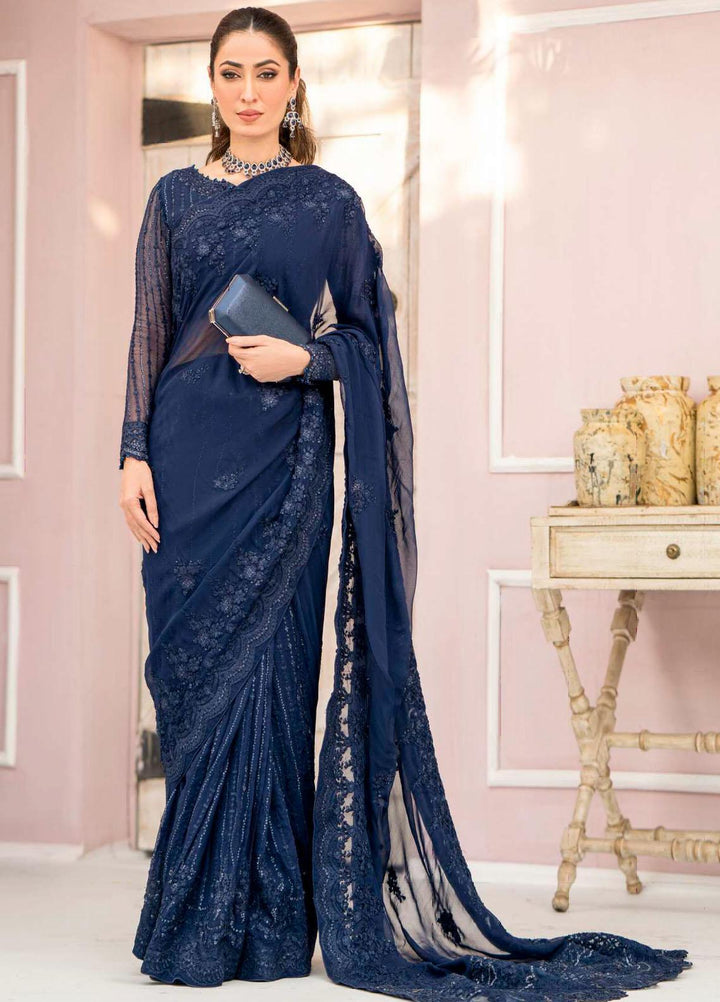 Motifz Embroidered Chiffon  Unstitched Saree MT23PB MWU04120 Caspara - Luxury Collection