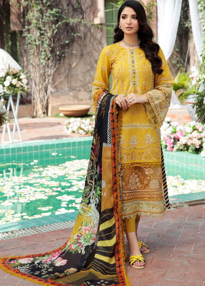 Motifz Embroidered Lawn Suit Unstitched 3 Piece MT22PL 3211 NIGHT EMBERS - Premium Collection