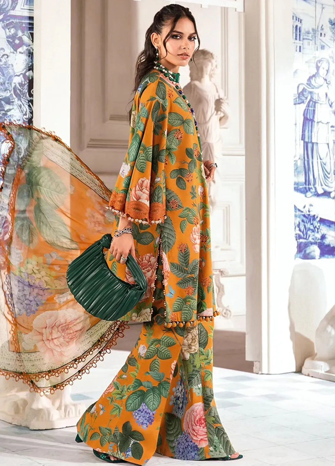 M.Prints By Maria B Embroidered Lawn Suit Unstitched 3 Piece MB24E2 10B - Summer Collection