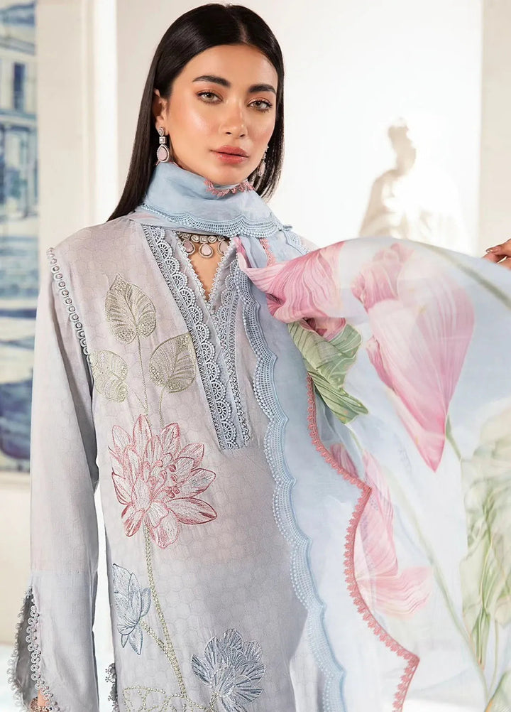 M.Prints By Maria B Embroidered Lawn Suit Unstitched 3 Piece MB24E2 1B - Summer Collection