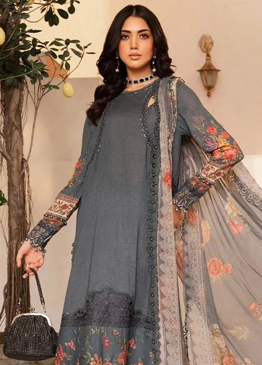 M.Prints By Maria B Embroidered Lawn Suit Unstitched 3 Piece MB24E2 2B - Summer Collection
