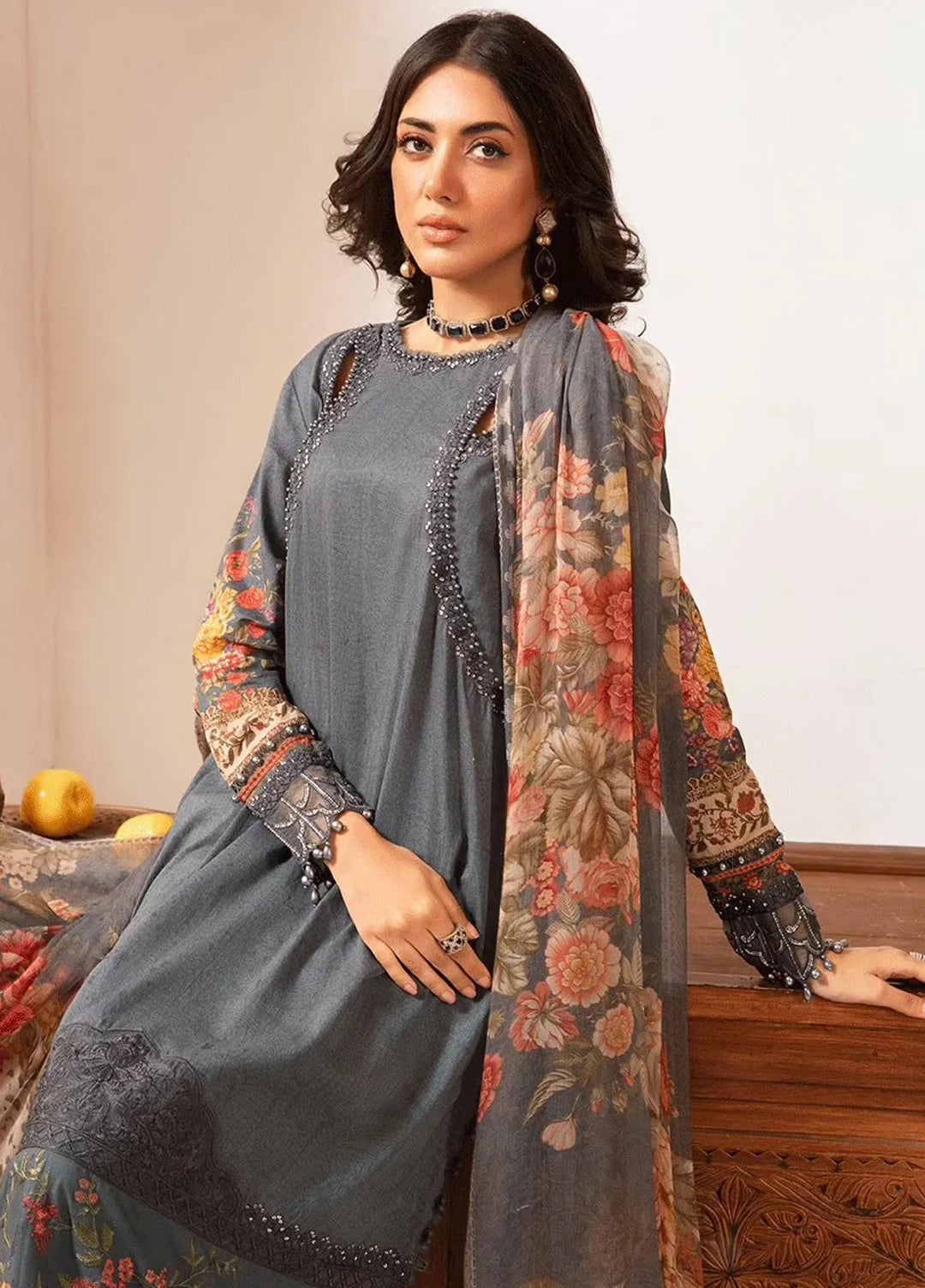 M.Prints By Maria B Embroidered Lawn Suit Unstitched 3 Piece MB24E2 2B - Summer Collection