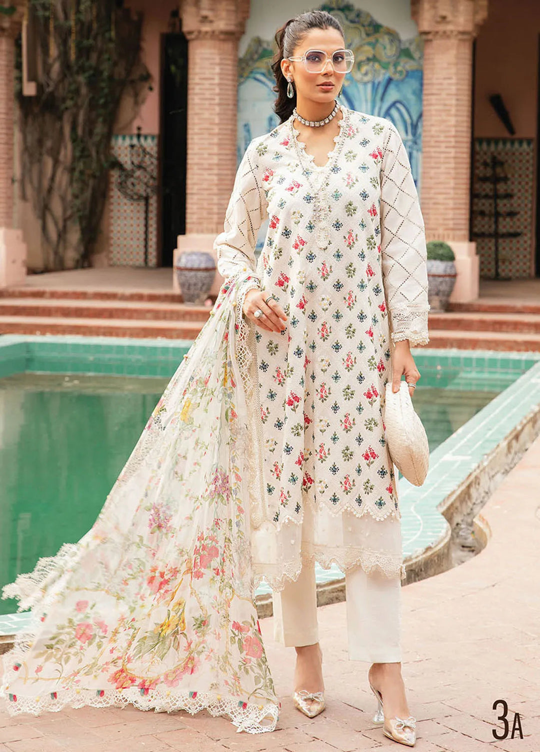 M.Prints By Maria B Embroidered Lawn Suit Unstitched 3 Piece MB24E2 3A - Summer Collection