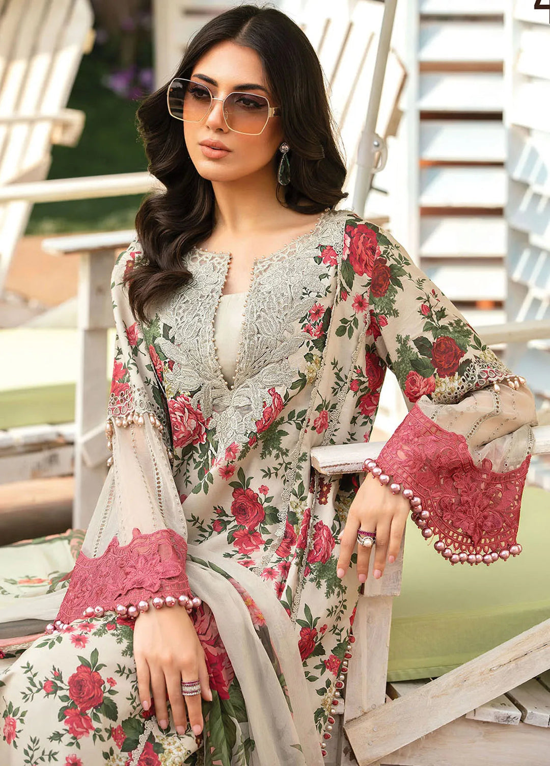 M.Prints By Maria B Embroidered Lawn Suit Unstitched 3 Piece MB24E2 4B - Summer Collection