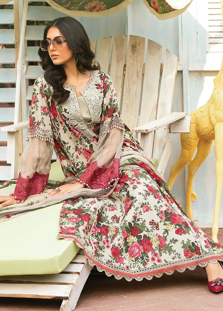 M.Prints By Maria B Embroidered Lawn Suit Unstitched 3 Piece MB24E2 4B - Summer Collection
