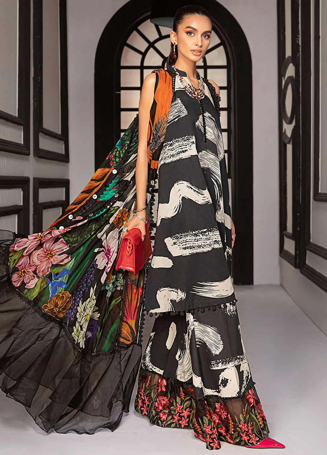 M.Prints By Maria B Embroidered Lawn Suit Unstitched 3 Piece MB24E2 5A - Summer Collection