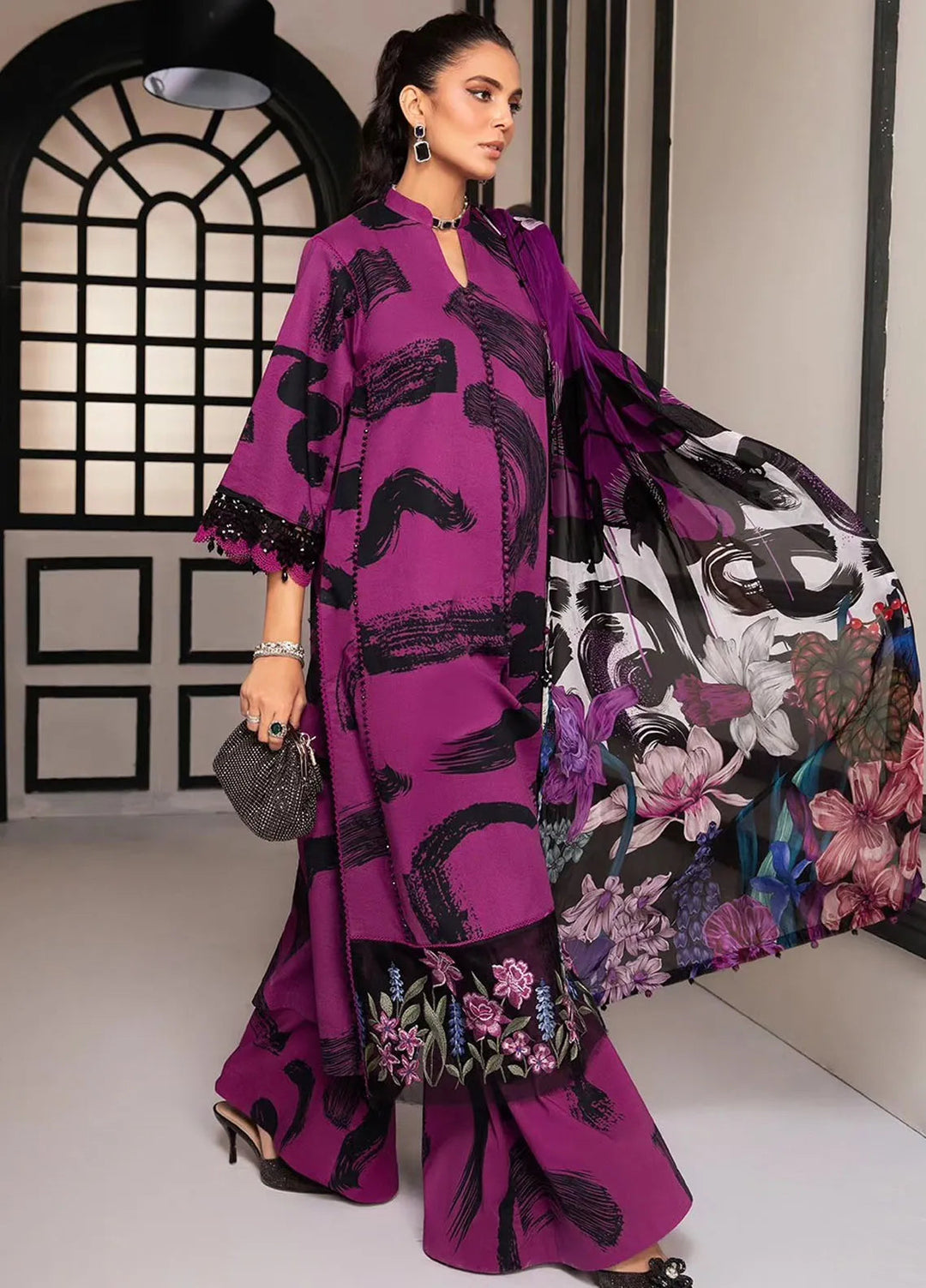 M.Prints By Maria B Embroidered Lawn Suit Unstitched 3 Piece MB24E2 5B - Summer Collection
