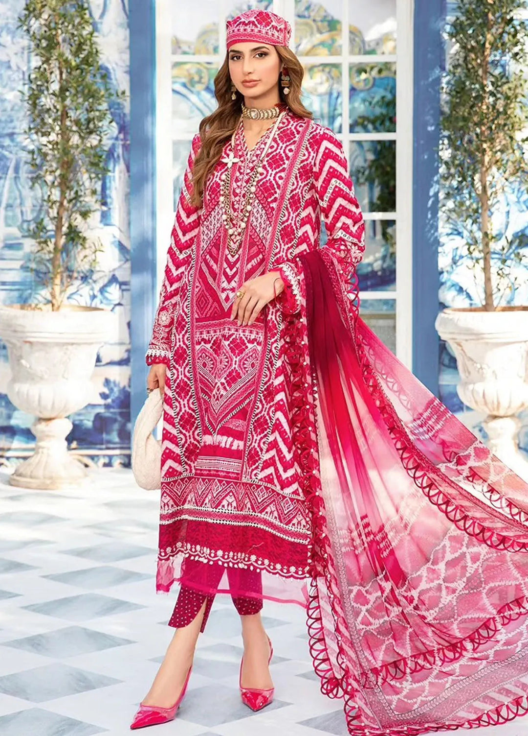 M.Prints By Maria B Embroidered Lawn Suit Unstitched 3 Piece MB24E2 8A - Summer Collection