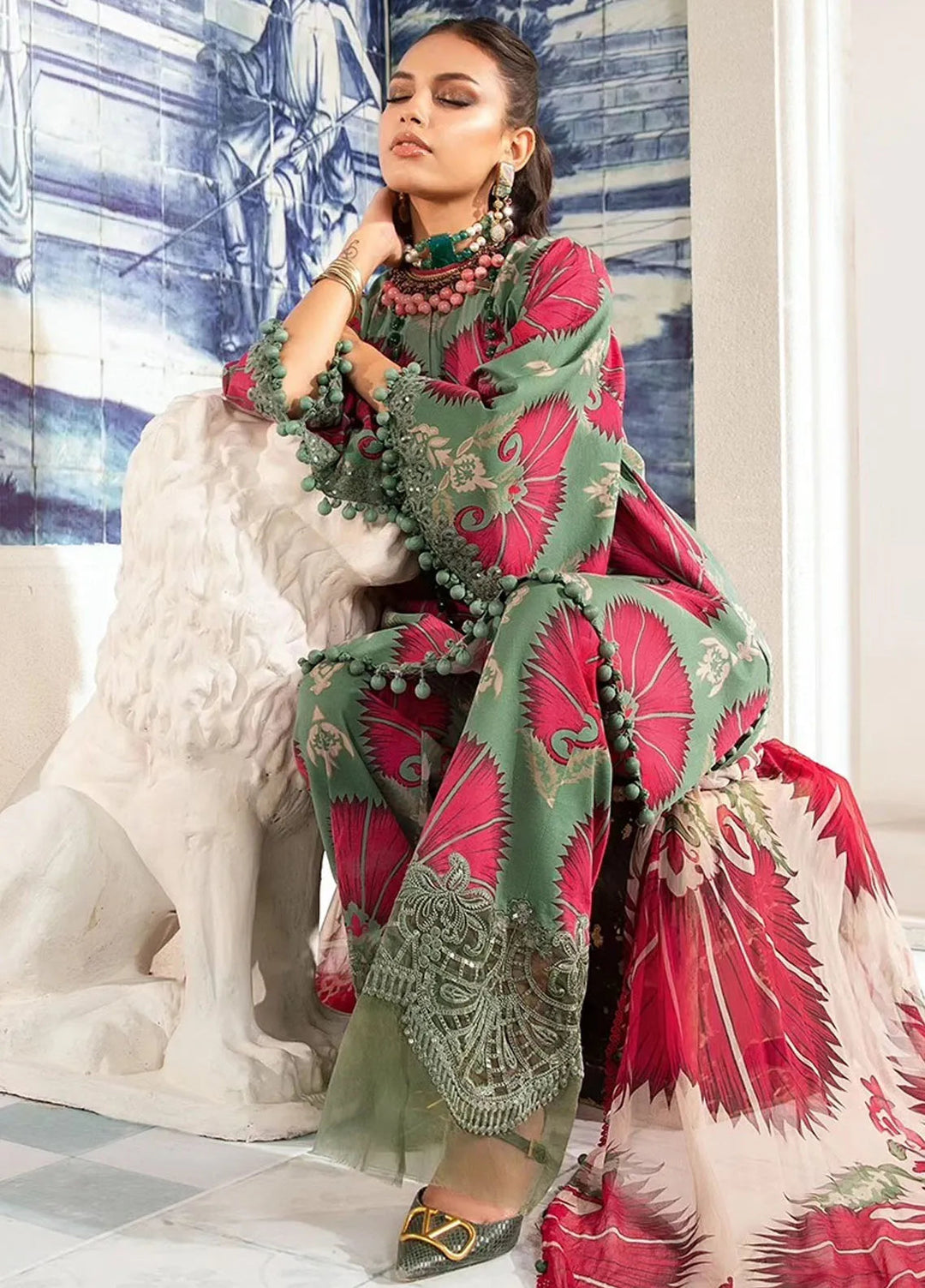 M.Prints By Maria B Embroidered Lawn Suit Unstitched 3 Piece MB24E2 9A - Summer Collection