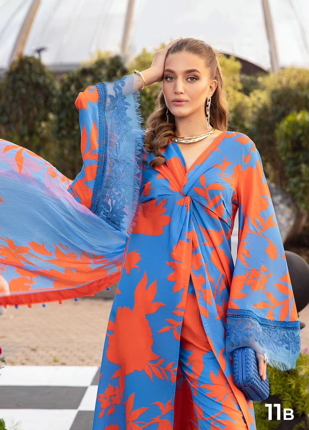 MPrints by Maria B Embroidered Lawn Suits Unstitched 3 Piece MB24P 11B - Summer Collection