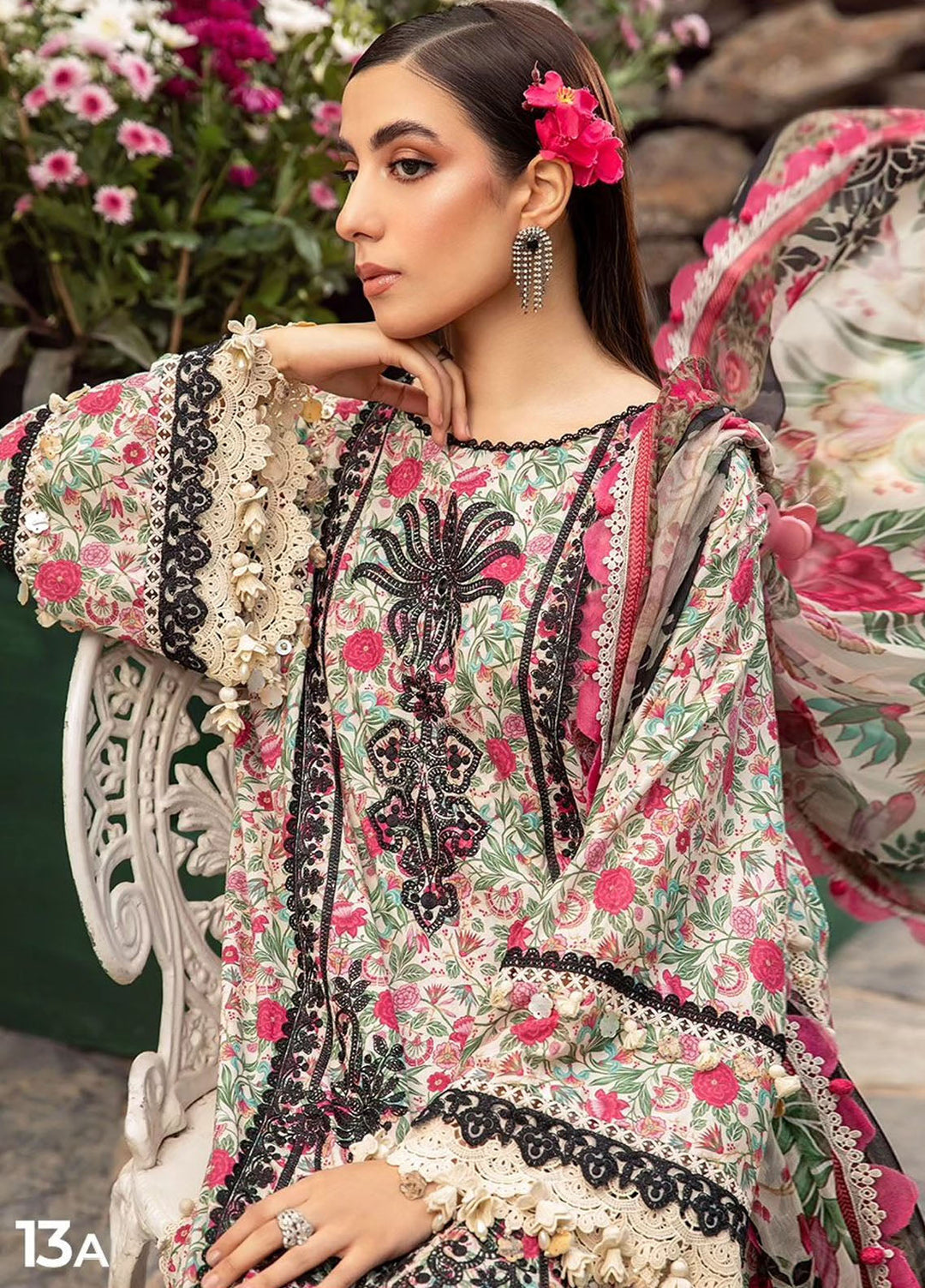 MPrints by Maria B Embroidered Lawn Suits Unstitched 3 Piece MB24P 13A - Summer Collection