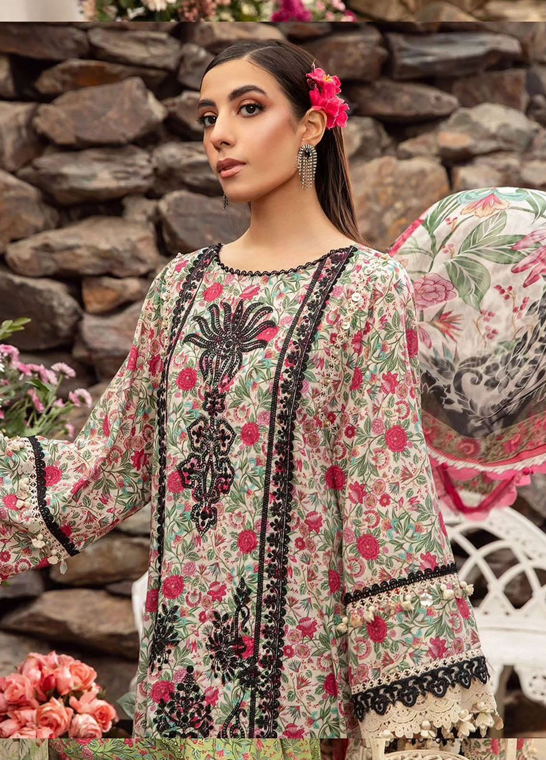 MPrints by Maria B Embroidered Lawn Suits Unstitched 3 Piece MB24P 13A - Summer Collection