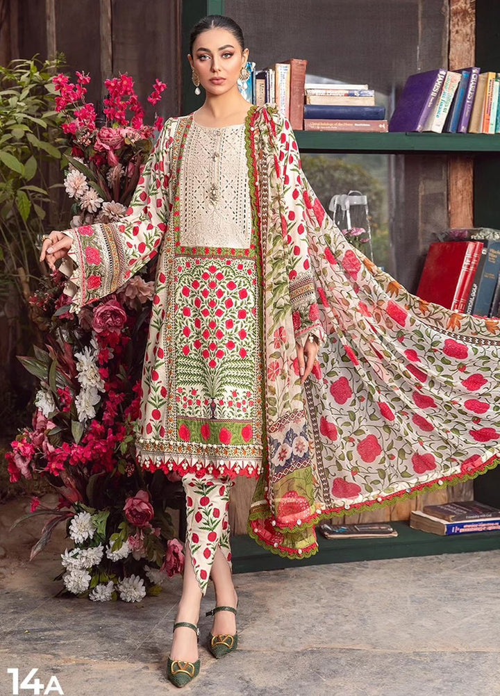 MPrints by Maria B Embroidered Lawn Suits Unstitched 3 Piece MB24P 14A - Summer Collection
