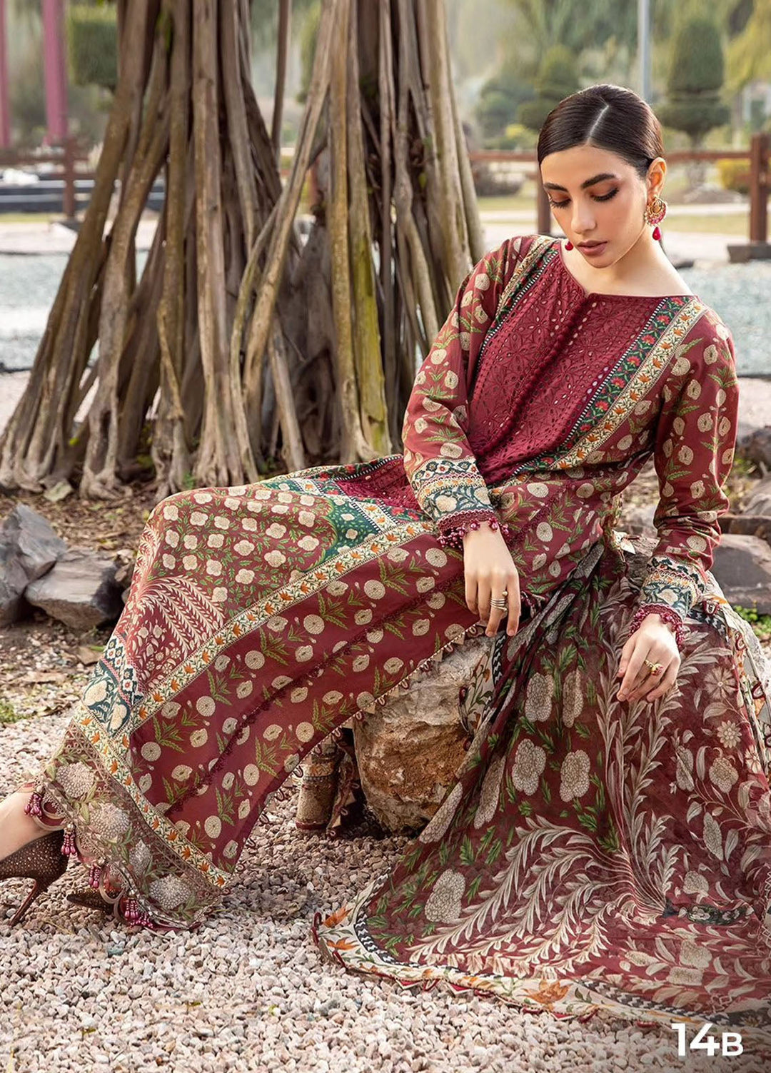 MPrints by Maria B Embroidered Lawn Suits Unstitched 3 Piece MB24P 14B - Summer Collection