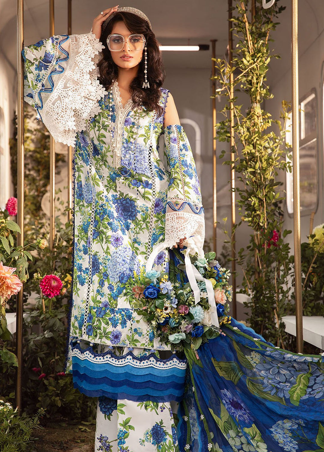 MPrints by Maria B Embroidered Lawn Suits Unstitched 3 Piece MB24P 2B - Summer Collection