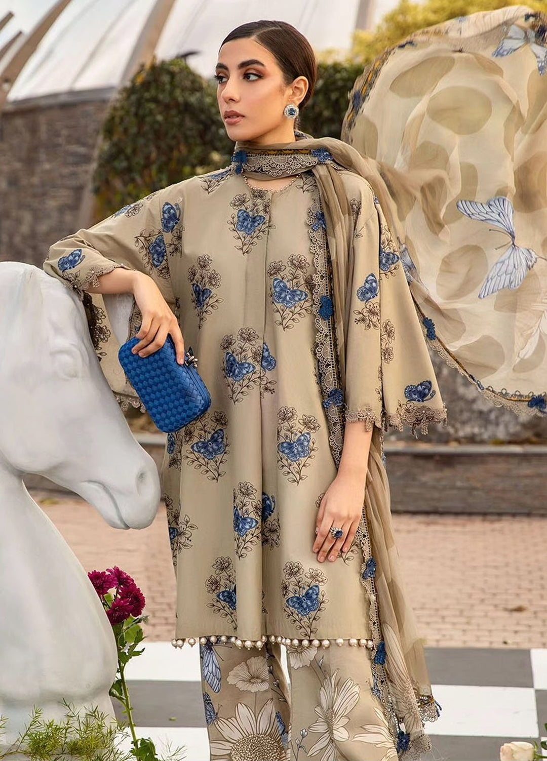 MPrints by Maria B Embroidered Lawn Suits Unstitched 3 Piece MB24P 5B - Summer Collection