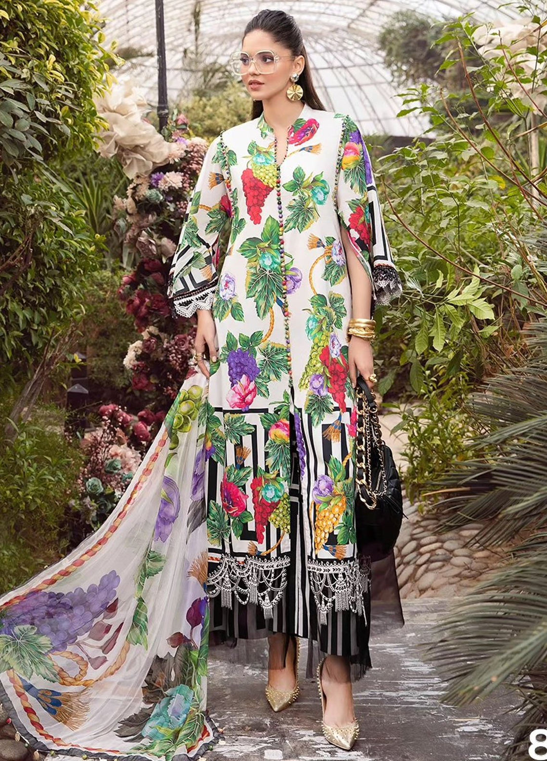 MPrints by Maria B Embroidered Lawn Suits Unstitched 3 Piece MB24P 8A - Summer Collection