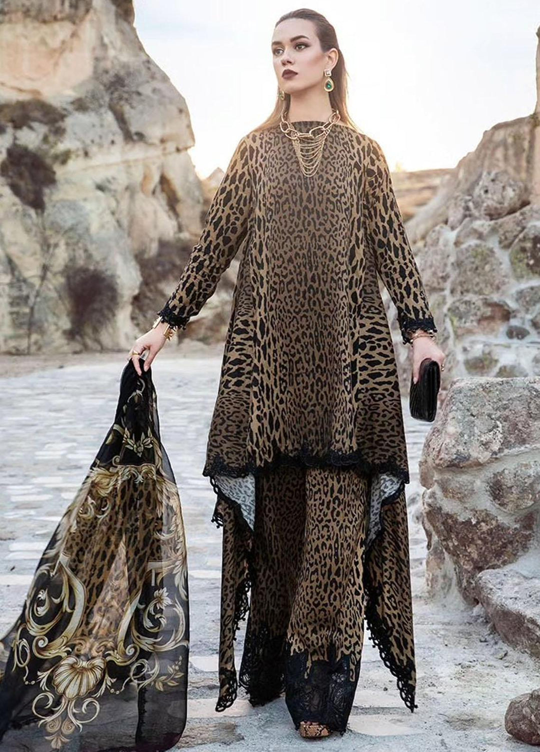 MPrints By Maria B Embroidered Linen Suits Unstitched 3 Piece MB23UW 10A - Winter Collection