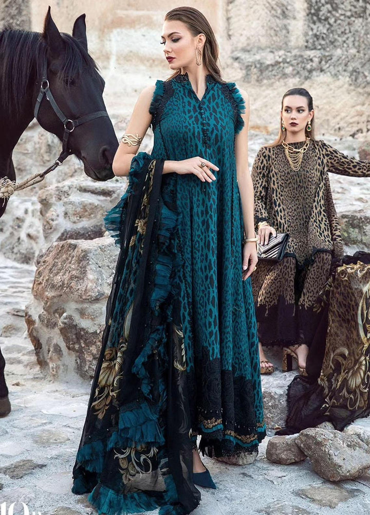 MPrints By Maria B Embroidered Linen Suits Unstitched 3 Piece MB23UW 10B - Winter Collection