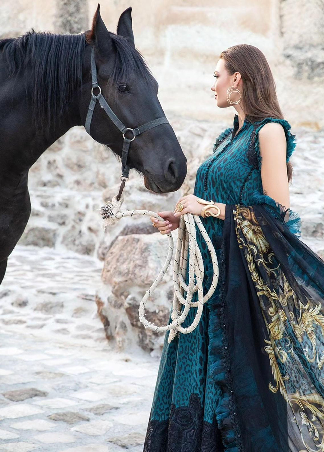 MPrints By Maria B Embroidered Linen Suits Unstitched 3 Piece MB23UW 10B - Winter Collection