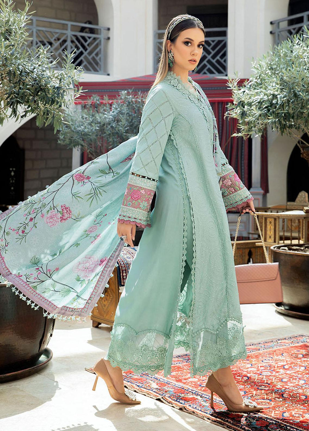 MPrints By Maria B Embroidered Linen Suits Unstitched 3 Piece MB23UW 1A - Winter Collection