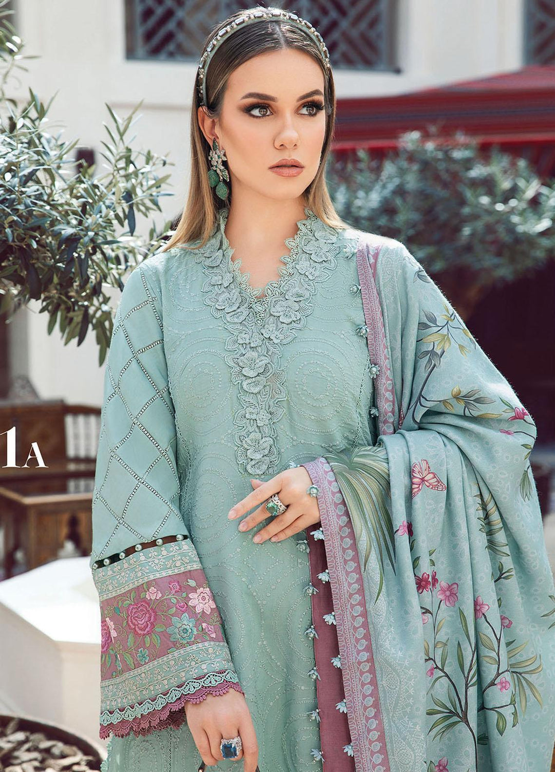 MPrints By Maria B Embroidered Linen Suits Unstitched 3 Piece MB23UW 1A - Winter Collection