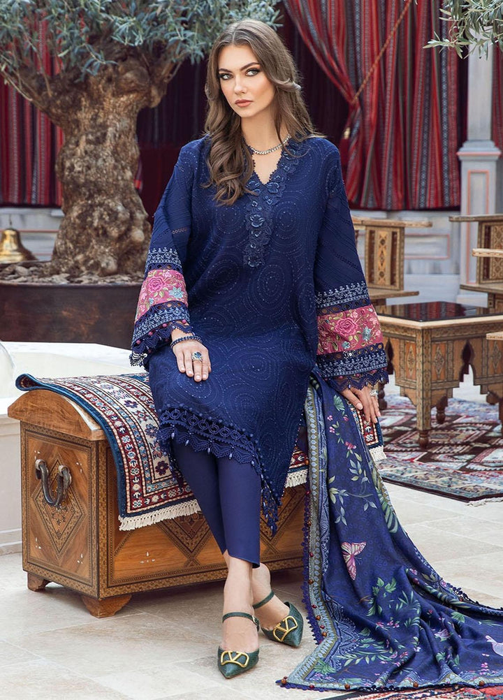 MPrints By Maria B Embroidered Linen Suits Unstitched 3 Piece MB23UW 1B - Winter Collection