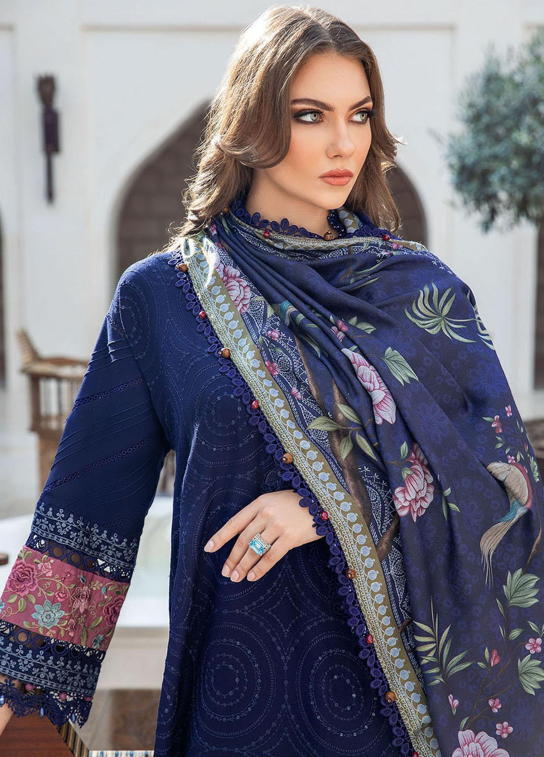 MPrints By Maria B Embroidered Linen Suits Unstitched 3 Piece MB23UW 1B - Winter Collection