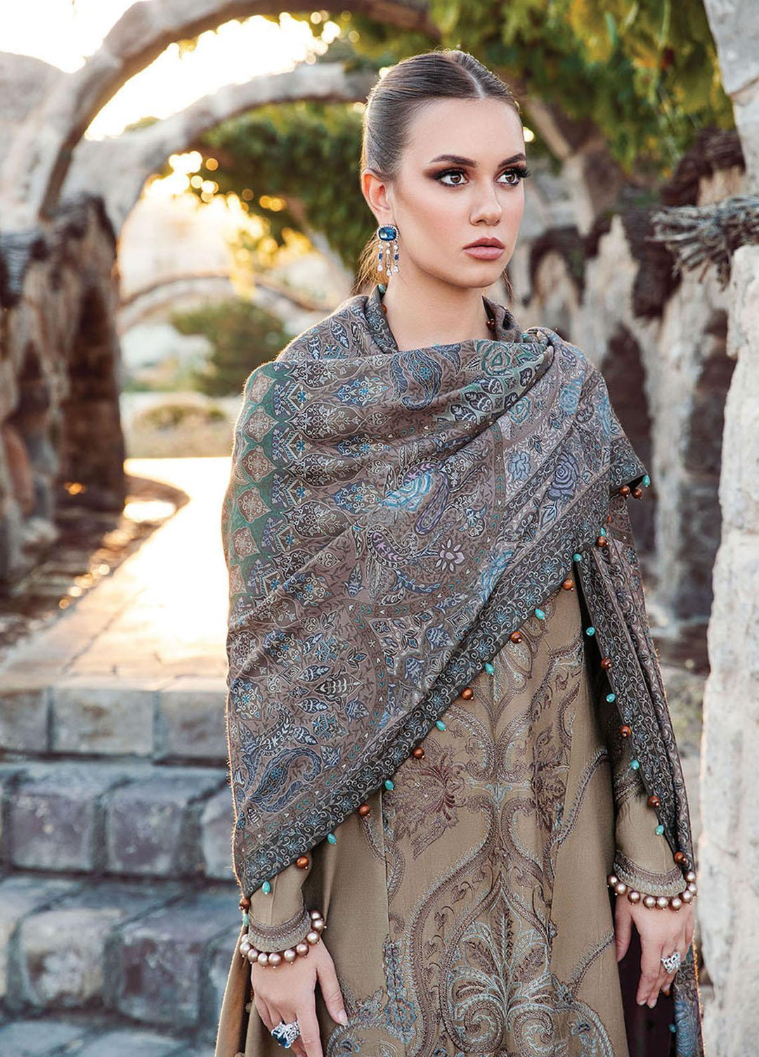 MPrints By Maria B Embroidered Linen Suits Unstitched 3 Piece MB23UW 3A - Winter Collection