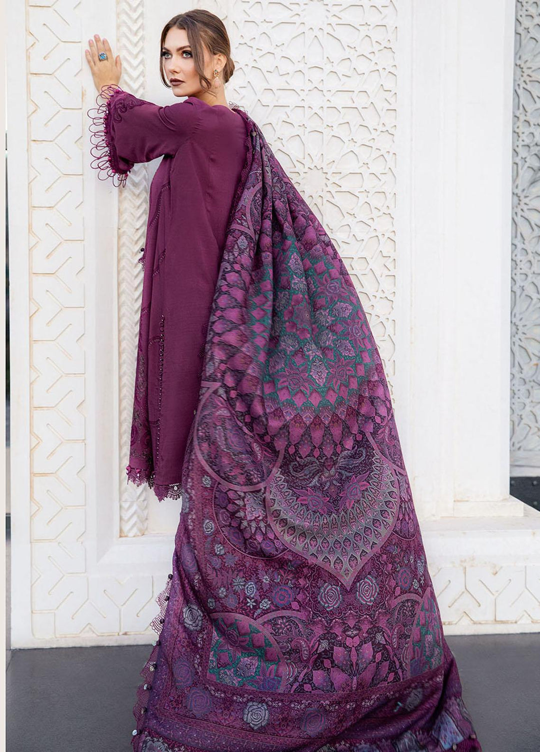 MPrints By Maria B Embroidered Linen Suits Unstitched 3 Piece MB23UW 3B - Winter Collection