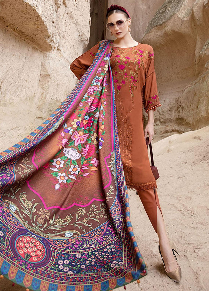 MPrints By Maria B Embroidered Linen Suits Unstitched 3 Piece MB23UW 4A - Winter Collection
