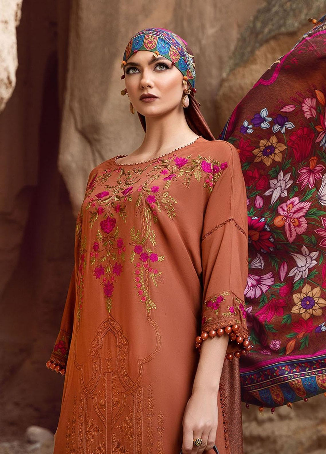MPrints By Maria B Embroidered Linen Suits Unstitched 3 Piece MB23UW 4A - Winter Collection