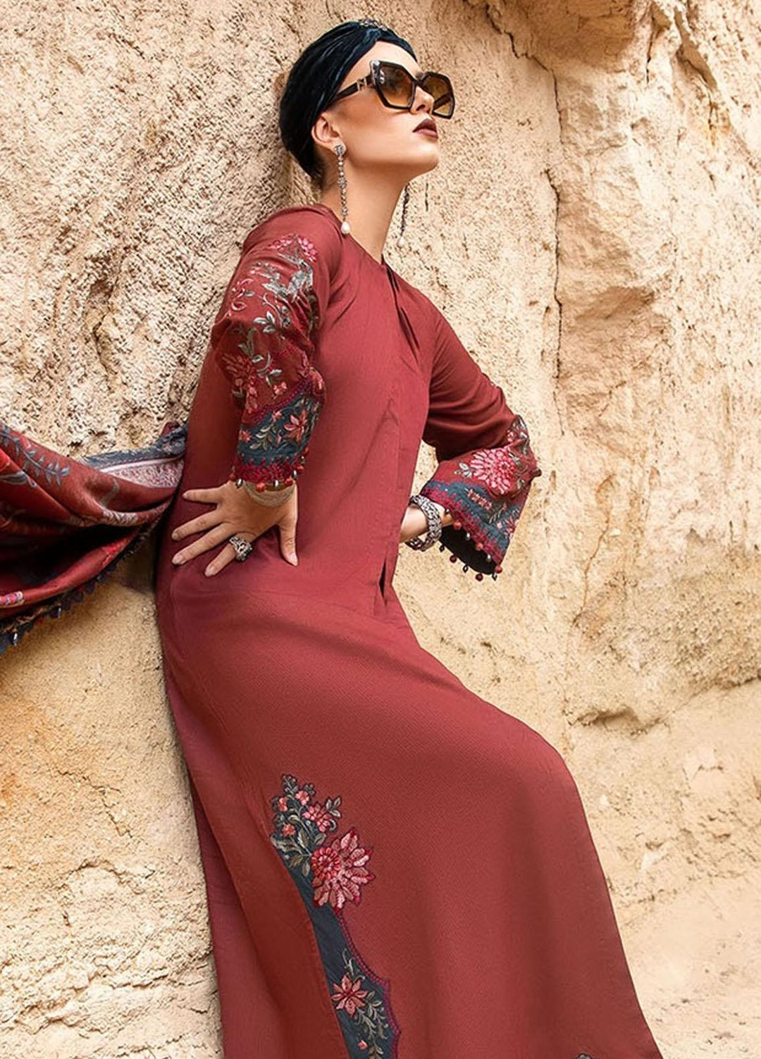 MPrints By Maria B Embroidered Linen Suits Unstitched 3 Piece MB23UW 5A - Winter Collection