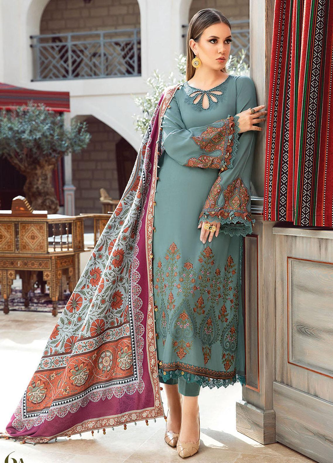 MPrints By Maria B Embroidered Linen Suits Unstitched 3 Piece MB23UW 6A - Winter Collection