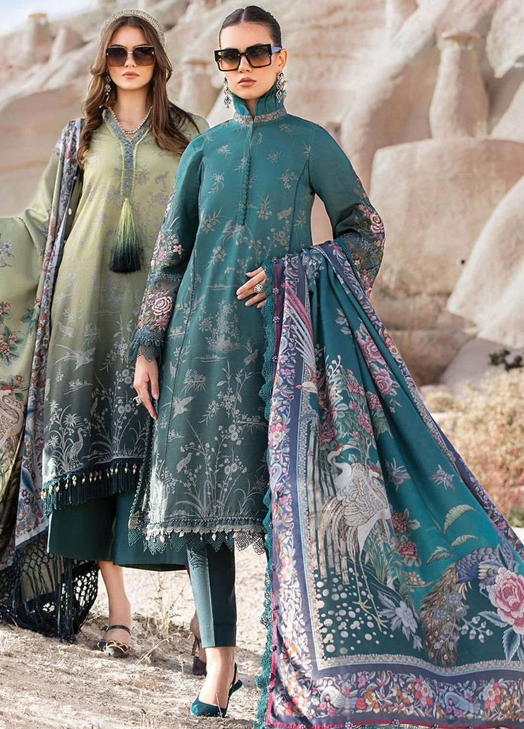MPrints By Maria B Embroidered Linen Suits Unstitched 3 Piece MB23UW 7B - Winter Collection
