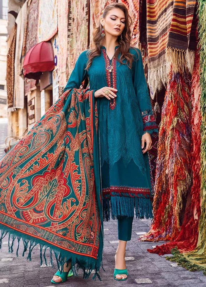 MPrints By Maria B Embroidered Linen Suits Unstitched 3 Piece MB23UW 8A - Winter Collection