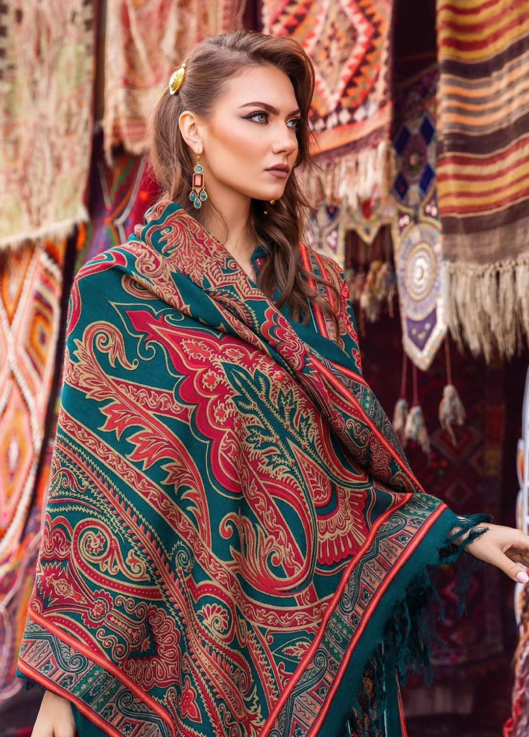 MPrints By Maria B Embroidered Linen Suits Unstitched 3 Piece MB23UW 8A - Winter Collection
