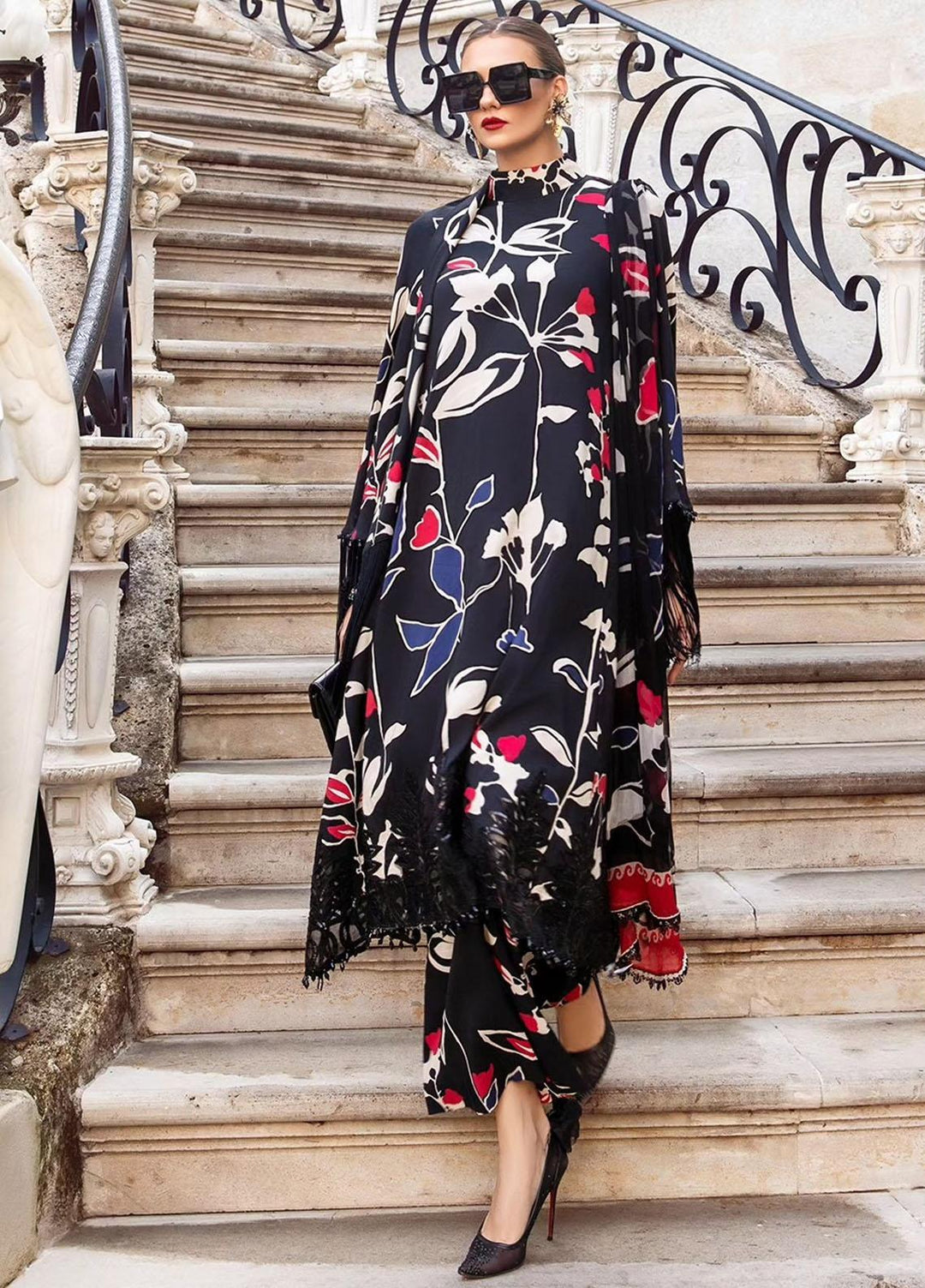 MPrints By Maria B Embroidered Linen Suits Unstitched 3 Piece MB23UW 9B - Winter Collection