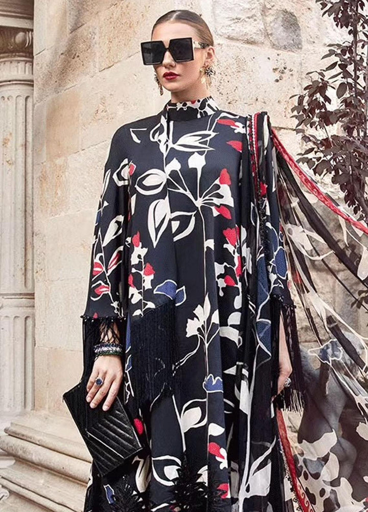 MPrints By Maria B Embroidered Linen Suits Unstitched 3 Piece MB23UW 9B - Winter Collection