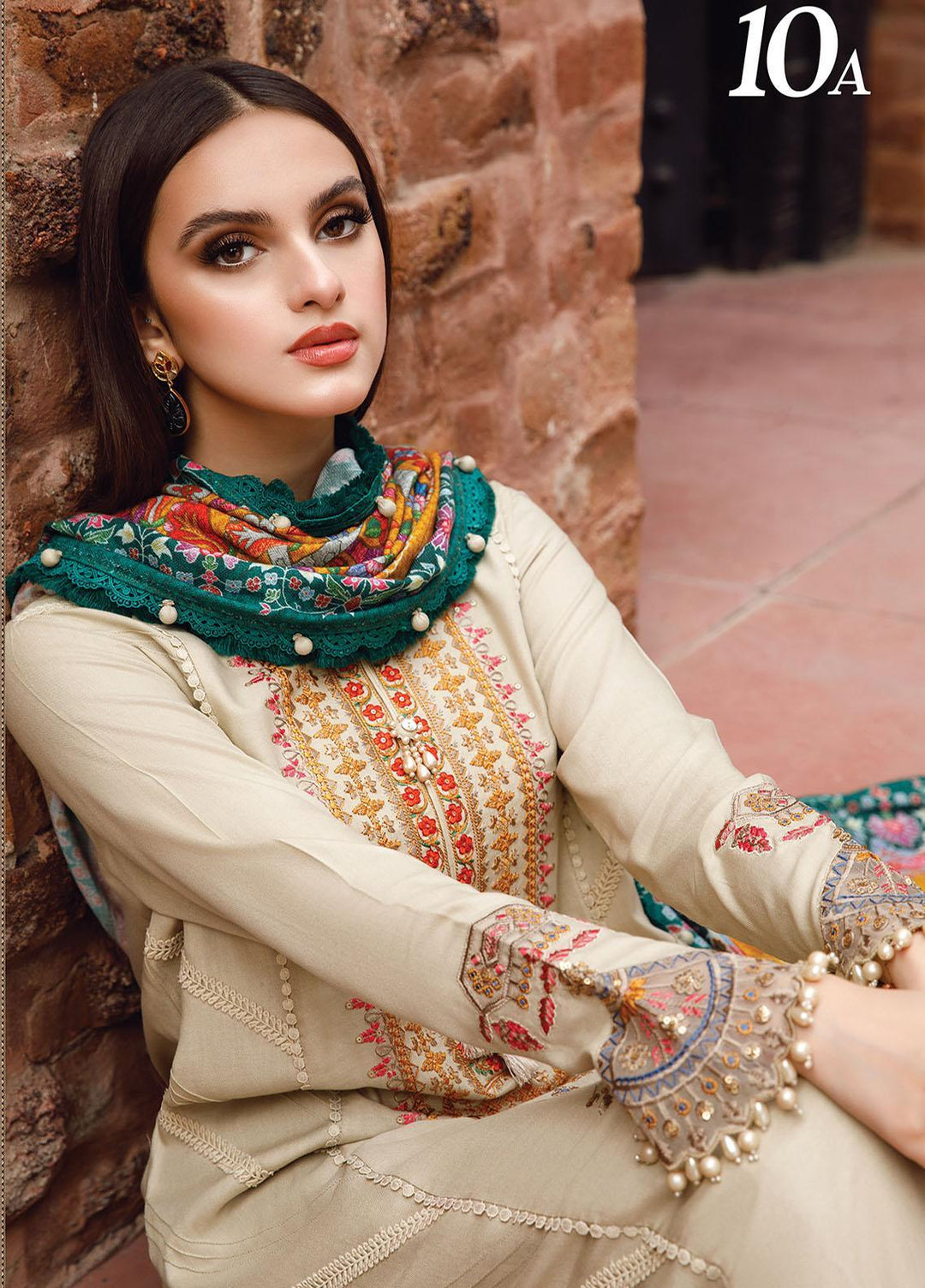 Mprints by Maria B Embroidered Linen Suits Unstitched 3 Piece MB22MW 10A - Winter Collection