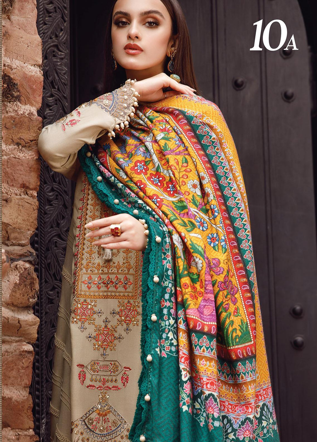 Mprints by Maria B Embroidered Linen Suits Unstitched 3 Piece MB22MW 10A - Winter Collection