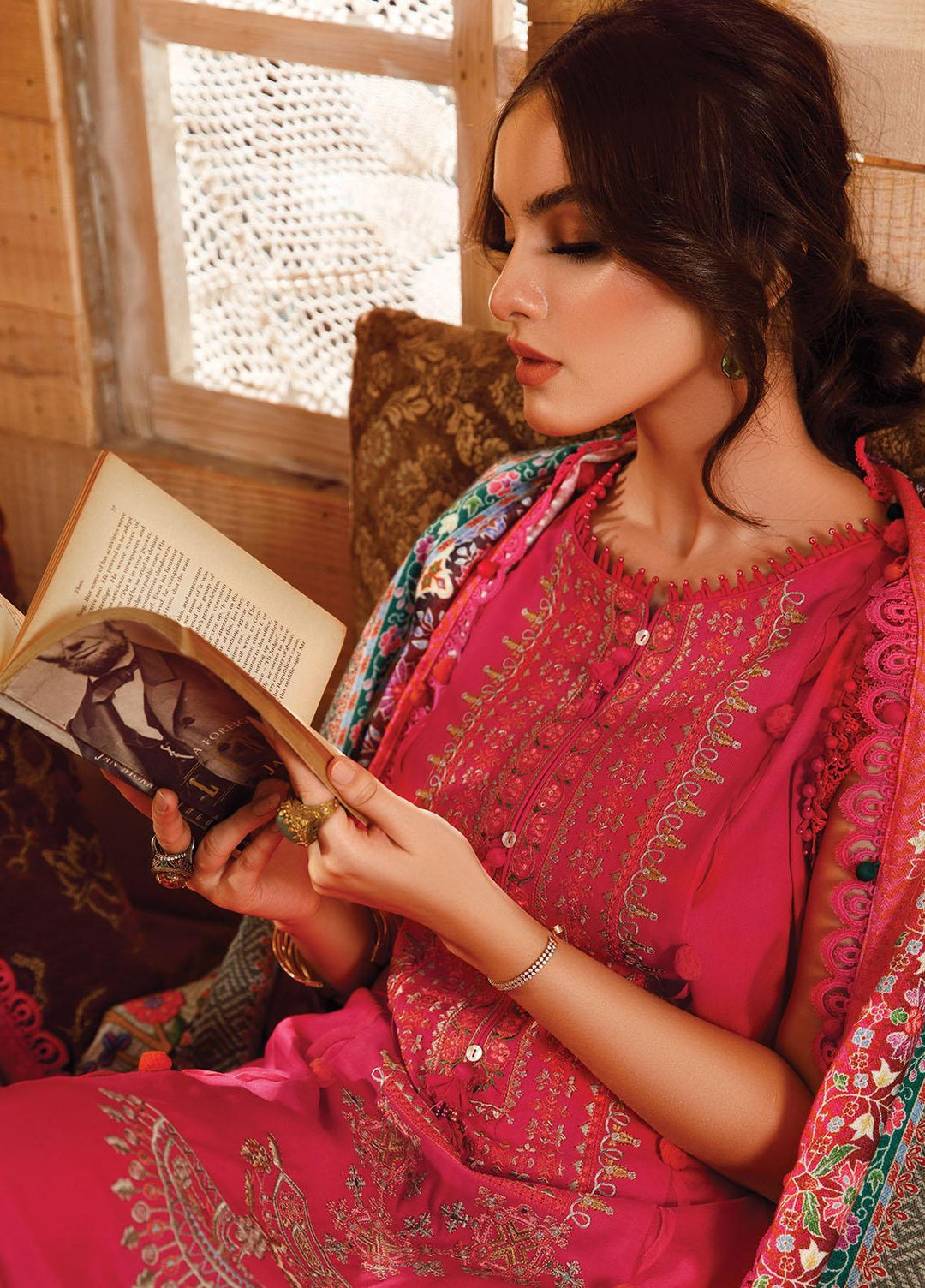 Mprints by Maria B Embroidered Linen Suits Unstitched 3 Piece MB22MW 10B - Winter Collection