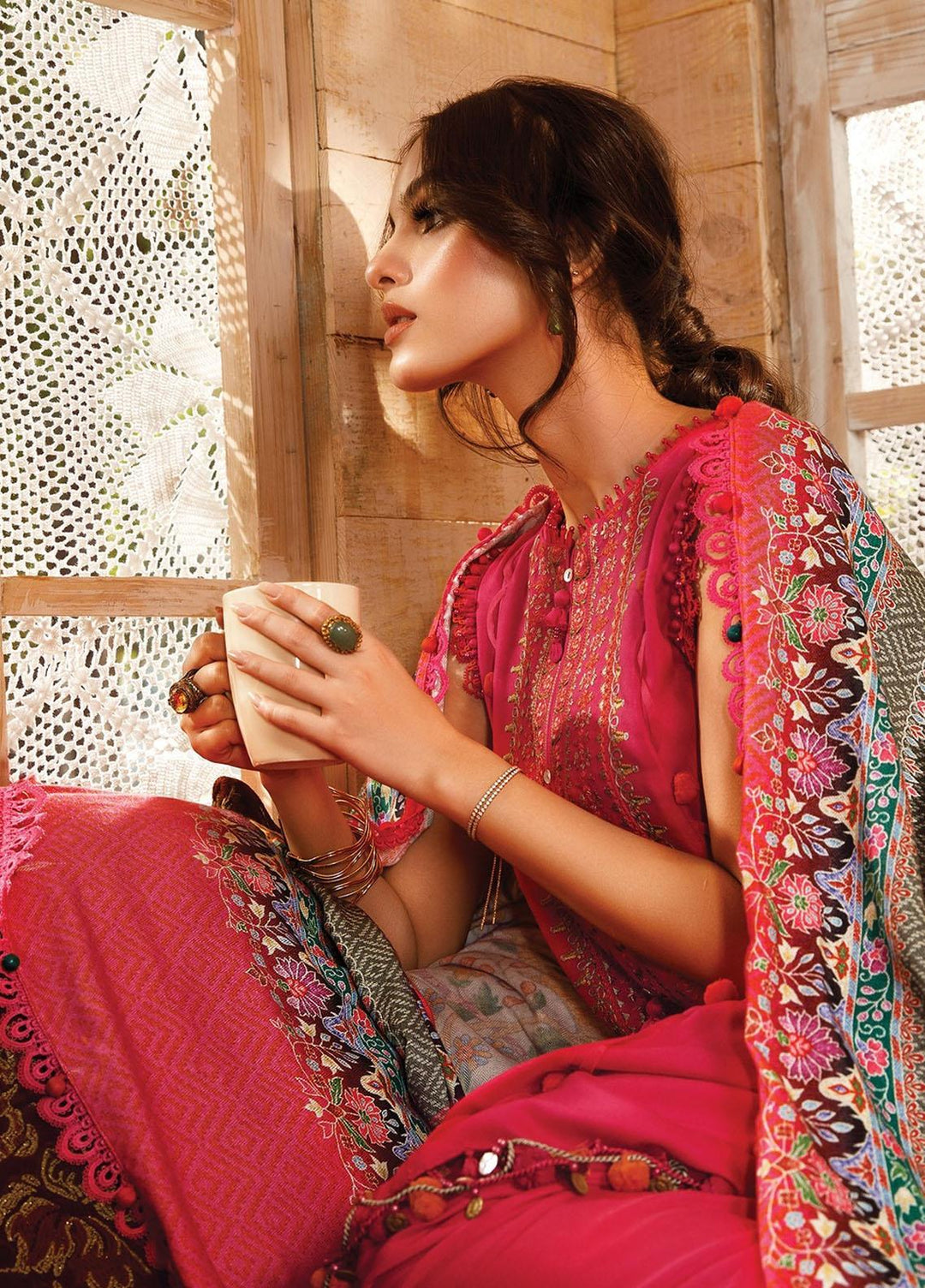 Mprints by Maria B Embroidered Linen Suits Unstitched 3 Piece MB22MW 10B - Winter Collection