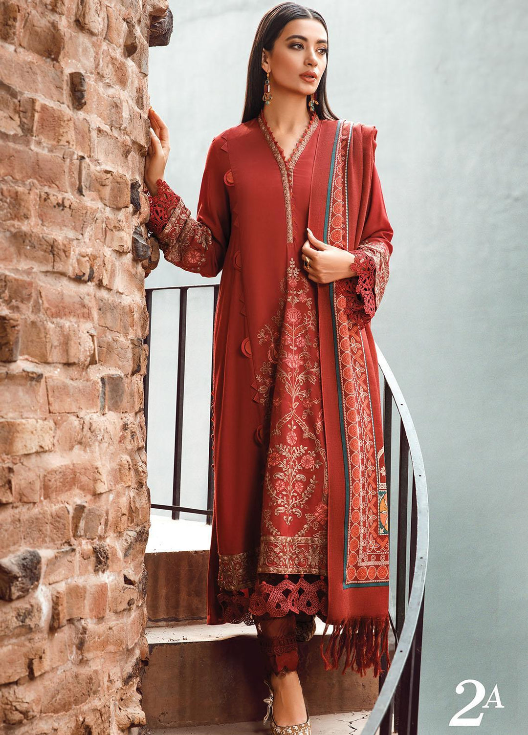 Mprints by Maria B Embroidered Linen Suits Unstitched 3 Piece MB22MW 2A - Winter Collection