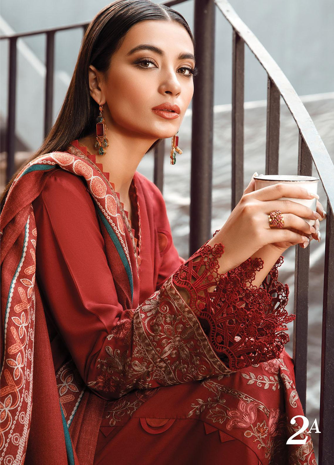 Mprints by Maria B Embroidered Linen Suits Unstitched 3 Piece MB22MW 2A - Winter Collection