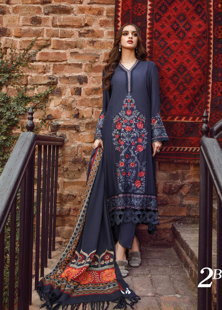 Mprints by Maria B Embroidered Linen Suits Unstitched 3 Piece MB22MW 2B - Winter Collection